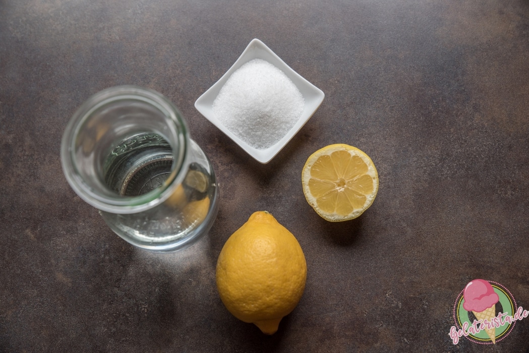 Zutaten für ein Zitronen-Wassereis